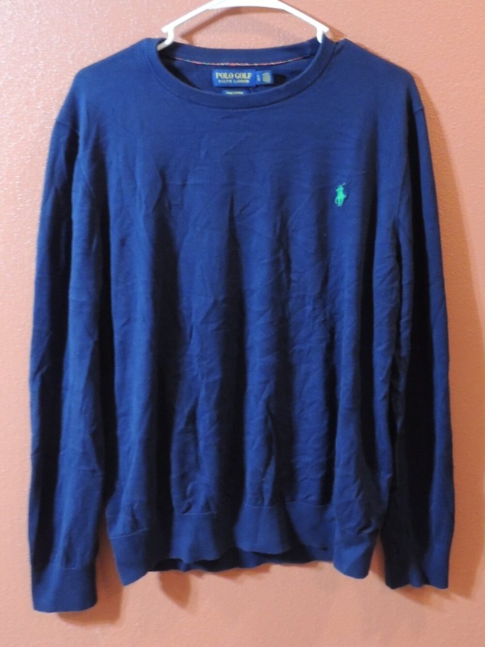 Polo Golf Shirt Ralph Lauren Men Large Blue Green Small Pony Long Sleeve Shirt